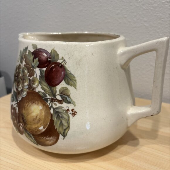 Vintage McCoy Pottery Pitcher Autumn Leaves Grape Fruit Nut Crazing Farmhouse - Picture 3 of 12